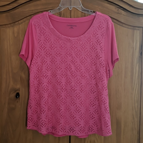croft & barrow Tops - Croft & Barrow Lace Overlay Shirt